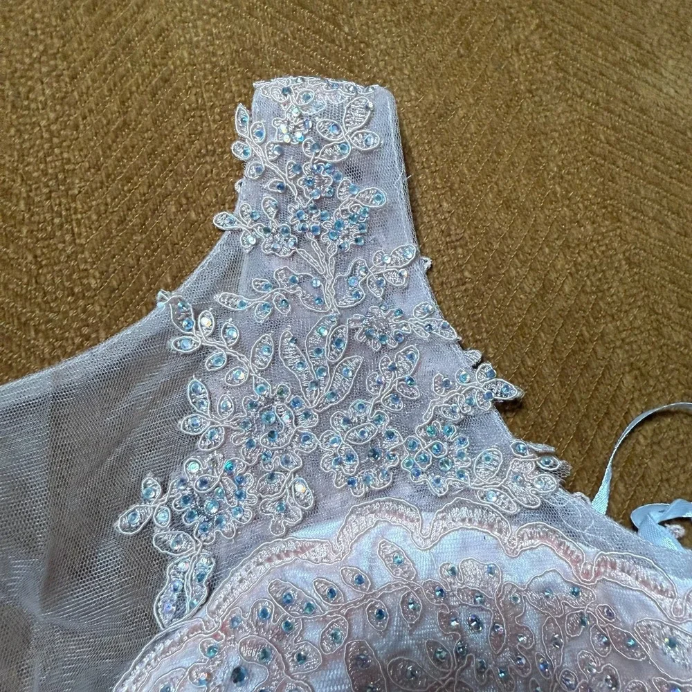 Formal Pink Embellished Ball Gown Dress Tulle Sleeveless Small‎ S Prom Quince